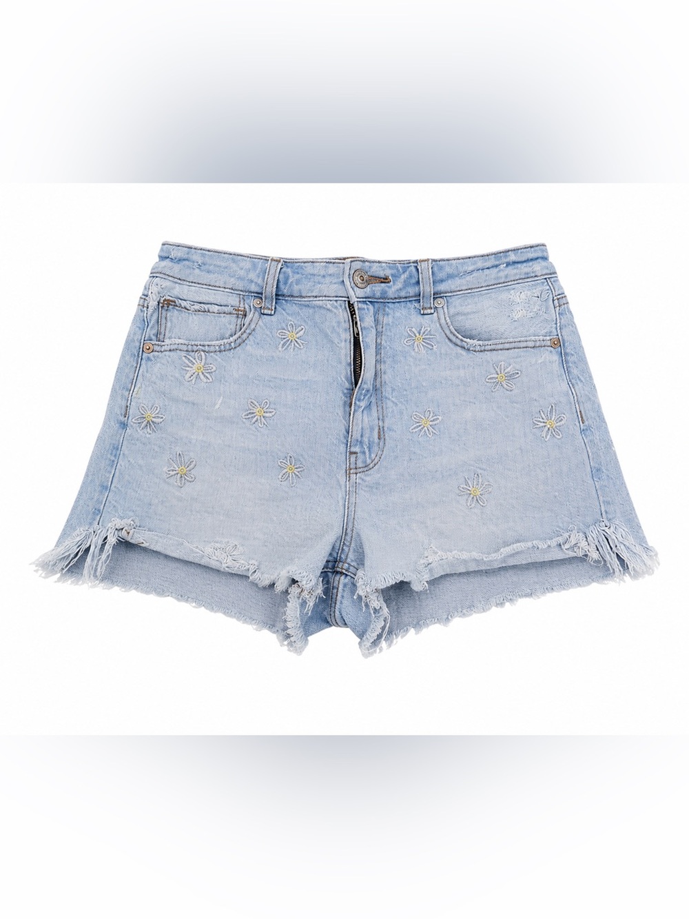 American Eagle Mom Shorts Womens Size 6 High Rise Daisy Embroidered Denim Shorts